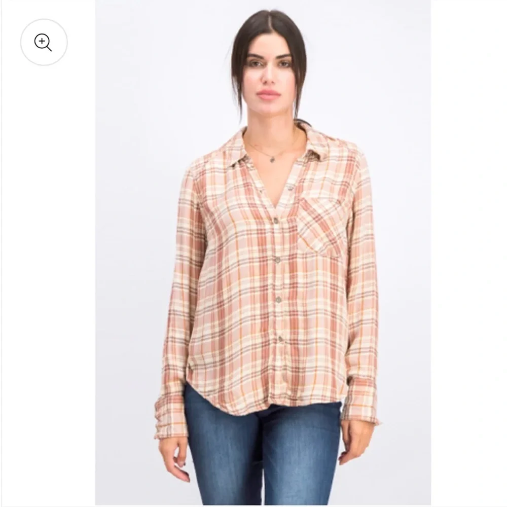 Free People Joplin Plaid Button Down Shirt 💕